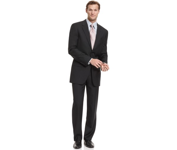 Alfani Solid Black Trio Suit with Extra Pant